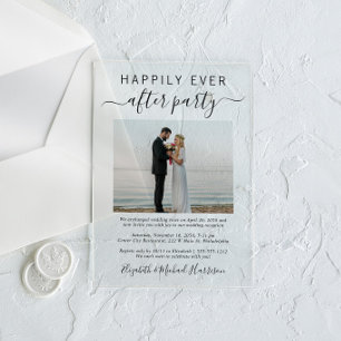 Happily Ever After Party Photo Wedding Reception Acrylic Invitations