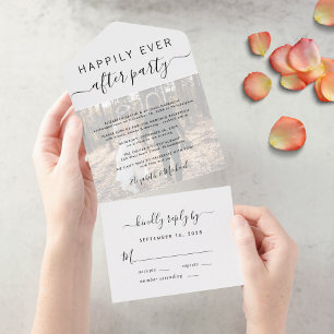 Happily Ever After Party Photo Wedding Reception All In One Invitation