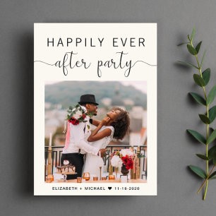 Happily Ever After Party Photo Wedding Reception Announcement