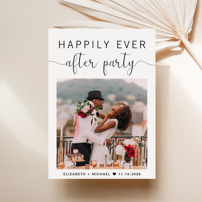 Happily Ever After Party Photo Wedding Reception Announcement (An elegant Happily Ever After Party Invitation to set the tone for an unforgettable event)