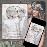 Happily Ever After Party Photo Wedding Reception Invitation<br><div class="desc">Invite family and friends to a simply elegant reception-only wedding celebration with stylish custom photo overlay "Happily Ever After Party" invitations. All wording is simple to personalise for a vow renewal ceremony, sequel wedding, 1st anniversary, post-elopement or dinner party. Customise it to include any details of your choice, such as...</div>