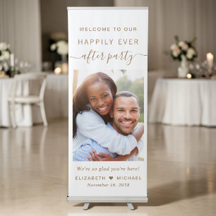Happily Ever After Party Photo Wedding Reception Retractable Banner