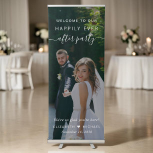 Happily Ever After Party Photo Wedding Reception Retractable Banner