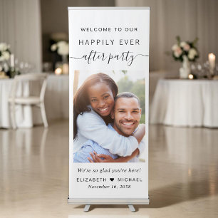 Happily Ever After Party Photo Wedding Reception Retractable Banner