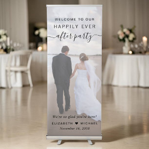 Happily Ever After Party Photo Wedding Reception Retractable Banner