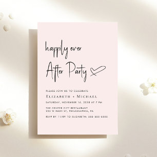 Happily Ever After Party Pink Wedding Reception Invitation