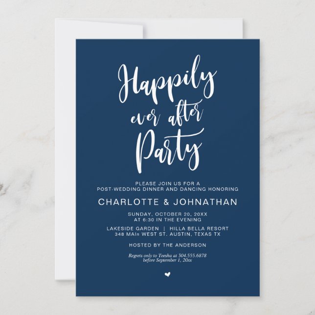 Happily Ever After Party, Post Wedding Elopement  Invitation (Front)