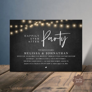 Happily Ever After Party, Rustic String Lights Invitation