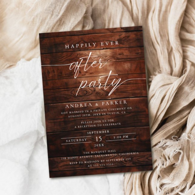 Happily Ever After Party Rustic Wedding Reception Invitation (Creator Uploaded)