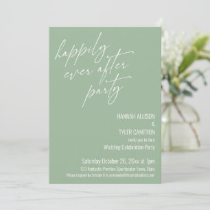 Happily Ever After Party Sage Green Reception Invitation