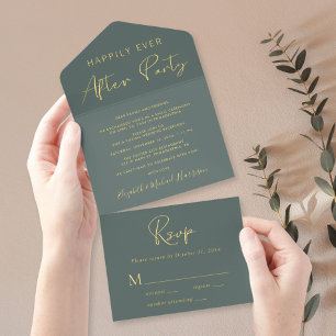Happily Ever After Party Sage Wedding Reception All In One Invitation