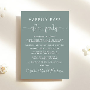 Happily Ever After Party Sage Wedding Reception Invitation
