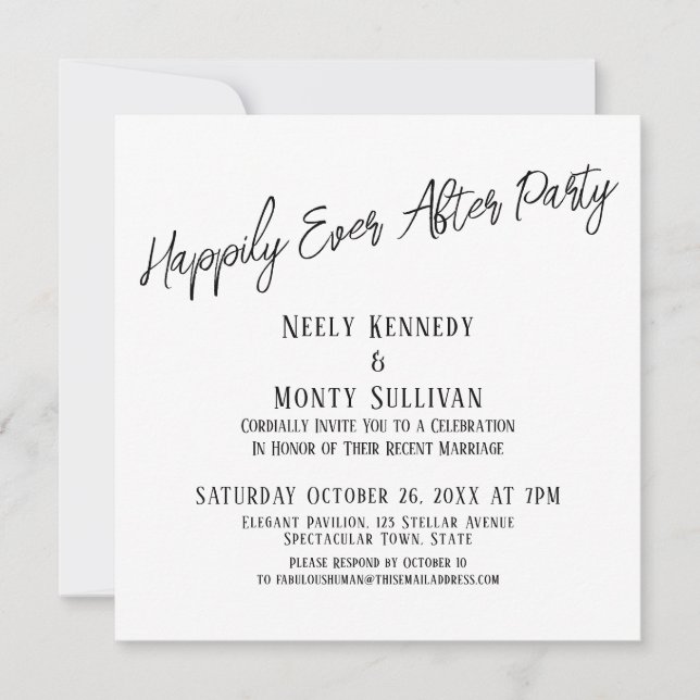 Happily Ever After Party Simple Post-Wedding Event Invitation (Front)