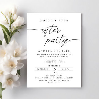 Happily Ever After Party Simple Wedding Reception Invitation