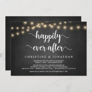 Happily Ever After Party, String Light, Elopement  Invitation