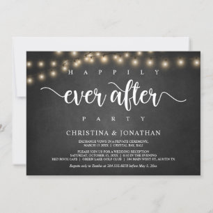 Happily Ever After party,  String Light, Elopement Invitation