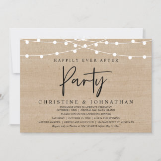 Happily Ever After party, String Lights Elopement Invitation