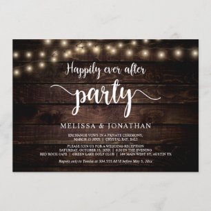 Happily Ever After party, String Lights Elopement Invitation