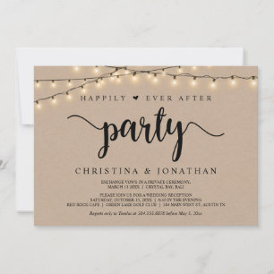 Happily Ever After party, String Lights Elopement Invitation