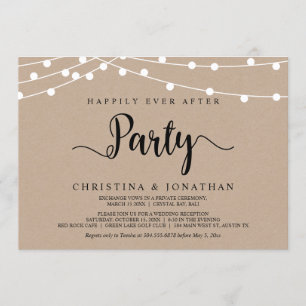Happily Ever After party,  String Lights Elopement Invitation