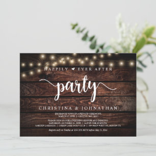 Happily Ever After party, String Lights, Elopement Invitation