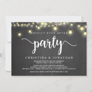 Happily Ever After party,  String Lights Elopement Invitation