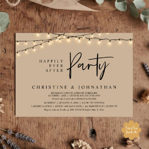 Happily Ever After party, String Lights Elopement Invitation