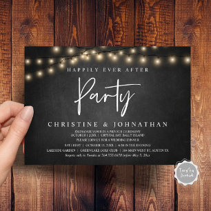 Happily Ever After party, String Lights Elopement Invitation