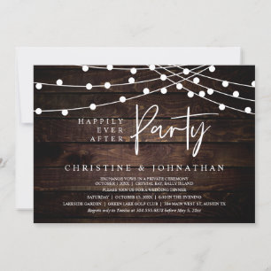 Happily Ever After party,  String Lights Elopement Invitation