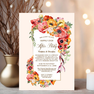 Happily Ever After Party Vibrant Poppies Wedding Invitation