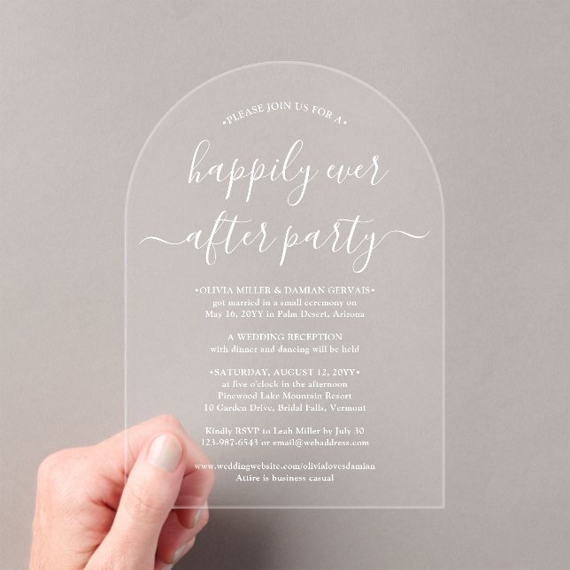 Happily Ever After Party Wedding Celebration Arch Acrylic Invitations (Insitu (Handheld))