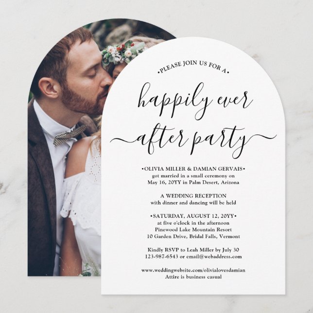 Happily Ever After Party Wedding Celebration Photo Invitation (Front/Back)