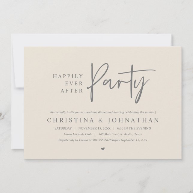 Happily Ever After Party Wedding Dinner Dancing Invitation (Front)
