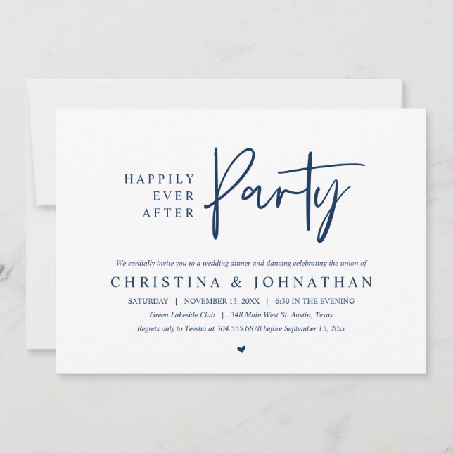 Happily Ever After Party Wedding Dinner Dancing Invitation (Front)