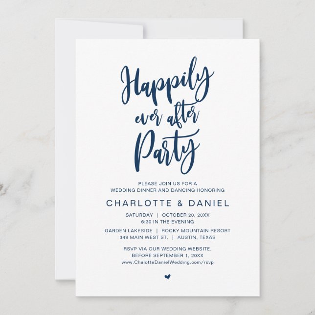 Happily Ever After Party, Wedding Dinner Dancing Invitation (Front)
