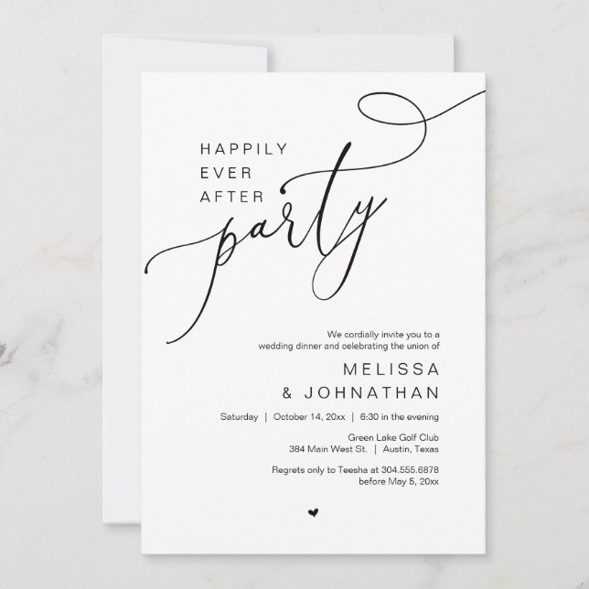 Happily Ever After Party, Wedding Dinner Dancing Invitation (Front)