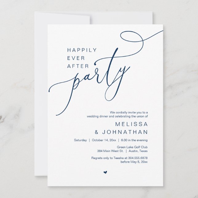 Happily Ever After Party, Wedding Dinner Dancing Invitation (Front)