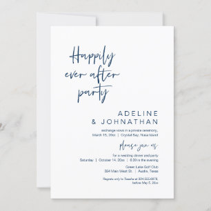 Happily Ever After Party Wedding Dinner, Navy Blue Invitation