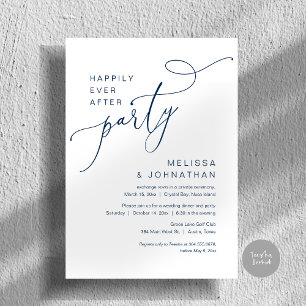 Happily Ever After Party, Wedding Dinner, Navy Invitation