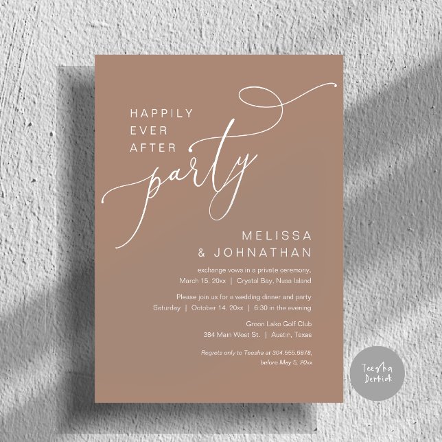 Happily Ever After Party, Wedding Dinner, Taupe Invitation (Happily Ever After Party, Romantic Wedding Dinner and Dancing Invitation Card, PDF, in Neutral Taupe)