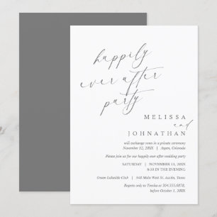 Happily Ever After Party, Wedding Elopement Dinner Invitation
