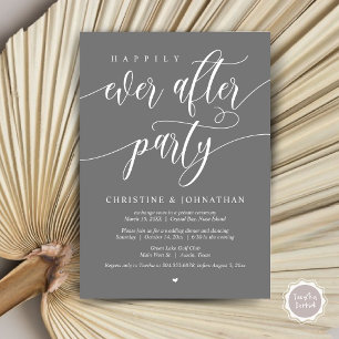 Happily Ever After Party, Wedding Elopement Dinner Invitation