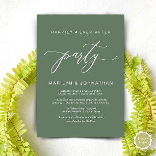Happily Ever After Party Wedding Elopement Dinner Invitation