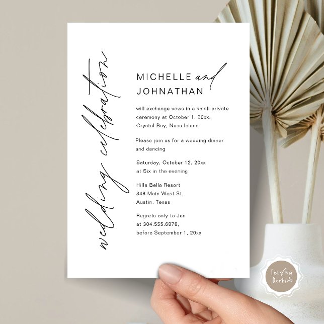 Happily Ever After Party, Wedding Elopement Dinner Invitation (Happily Ever After Party, Wedding Elopement Celebration Invitation Card, Printed and Digital File.)