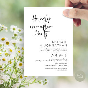 Happily Ever After Party, Wedding Elopement Dinner Invitation