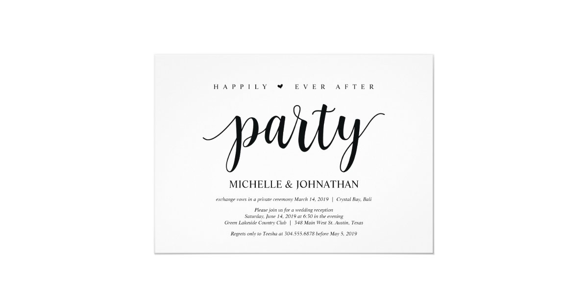 Happily Ever After Party Wedding Elopement Invite Uk 0451