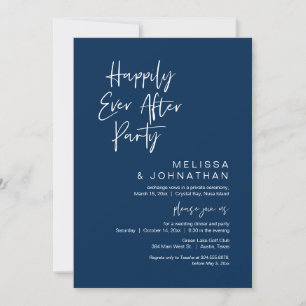 Happily Ever After Party, Wedding Elopement, Navy Invitation