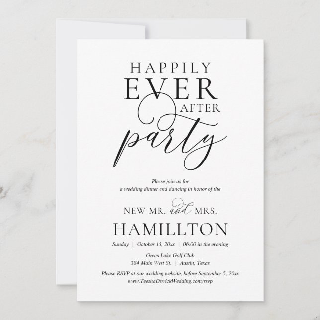 Happily Ever After Party, Wedding Elopement Party Invitation (Front)