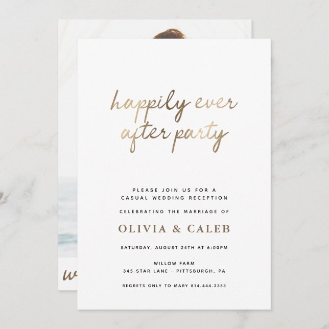 Happily Ever After Party Wedding invitation (Front/Back)