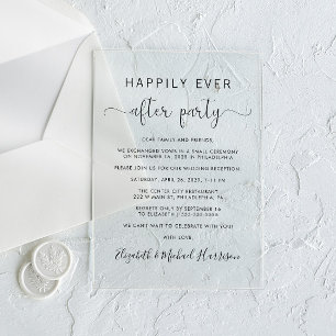 Happily Ever After Party Wedding Reception Acrylic Invitations